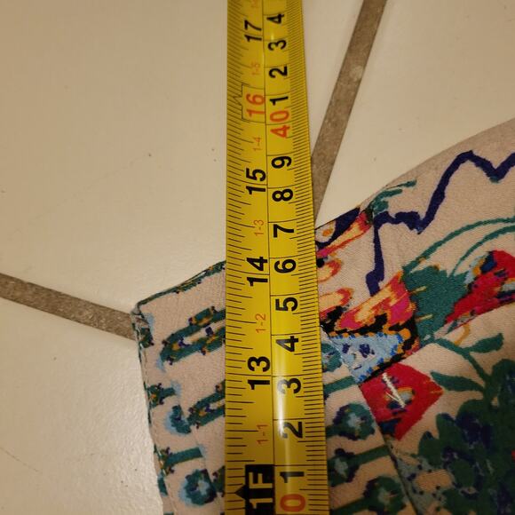 Zara Boho Patterned Lightweight Pants Women's Medium Summer Flare Elastic Waist - Picture 12 of 12